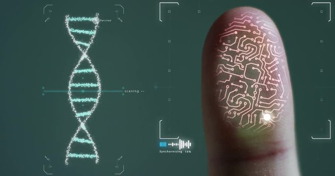 slow motion of scan fingerprint biometric identity and approval and dna granted. concept of the future of security and password control through fingerprints in an advanced technological future and cyb