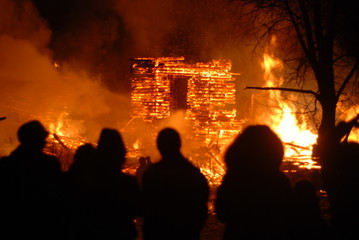 conflagration / Burning/ firefighters /fire, people on fire