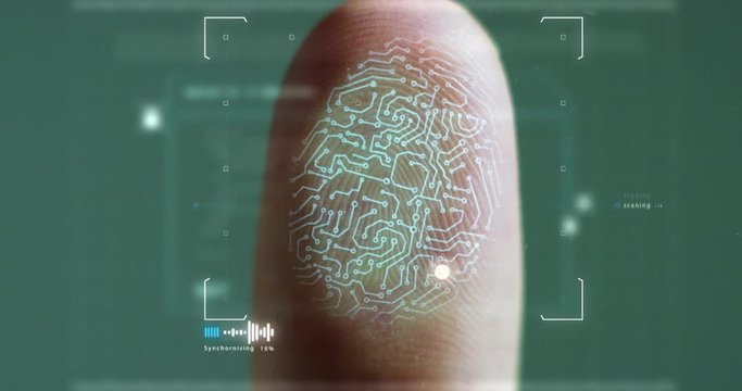 slow motion of scan fingerprint biometric identity and approval and dna granted. concept of the future of security and password control through fingerprints in an advanced technological future and cyb