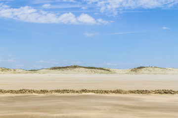 Dry over wet sand  and dunes in Cassino beach