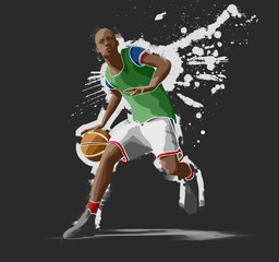 Plakat basketball player, 3d rendering