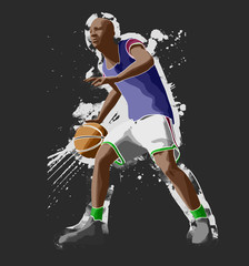 Fototapeta na wymiar basketball player, 3d rendering