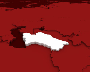 turkmenistan map 3D rendering