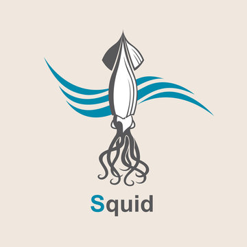 image of squid and sea waves