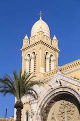 Fototapeta na wymiar Cathedral of St. Vincent Paul in Avenue Habib Bourguiba, Tunis, Tunisia