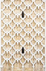 Tunisian architecture, pattern detail from the minaret of Zaytuna Mosque in la Medina, Tunis, Tunisia