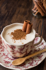 Turkish Salep or Sahlep with cinnamon sticks / Christmas Eggnog