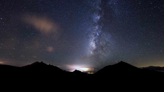4k UHD milky way clouds traffic in mountain time lapse 11156
