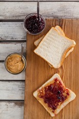 Bread with jam and peanut butter 