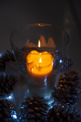 украшения, свеча в  фужере