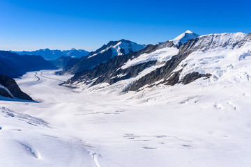 Fototapeta na wymiar Aletsch glacier - ice landscape in Alps of Switzerland, Europe