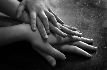 Hands of Family or Friends Showing Unity