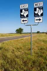 Fotobehang Road sign in a farm road in the Texas countryside in USA   Concept for road trip in the USA © Tiago Fernandez