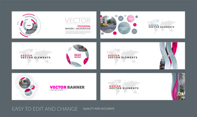 Vector set of modern horizontal website banners with colourful s