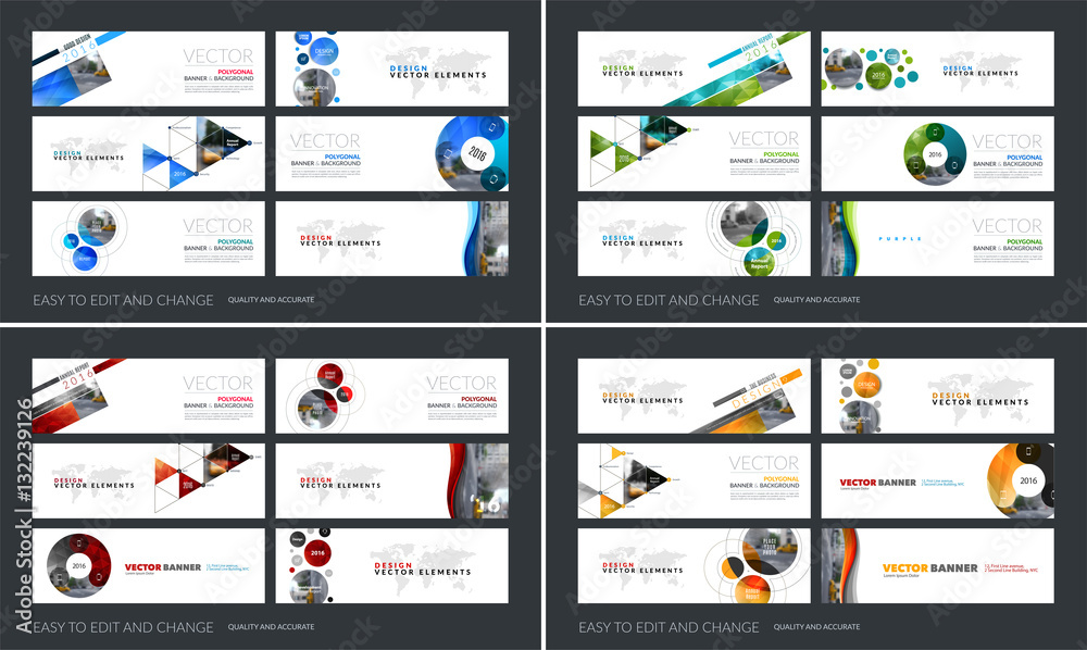 Wall mural vector set of modern horizontal website banners with colourful s