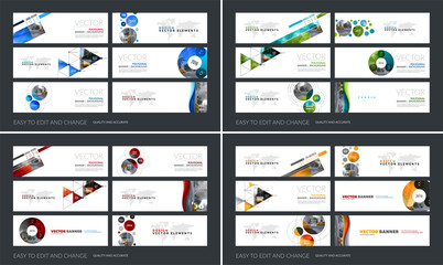 Vector set of modern horizontal website banners with colourful s