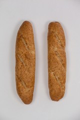 Baguette on white background