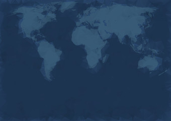 Dark blue world map. Vector layout