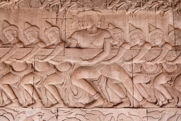 Scene of the Churning of the Milk Ocean carvings status on the w