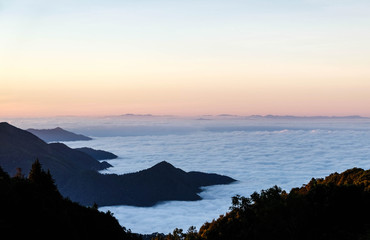 Fototapeta na wymiar Sunrise Sea of mist at Chaingmai in Thailand