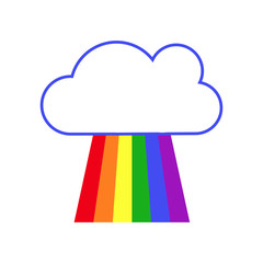 Vector rainbow and cloud white background