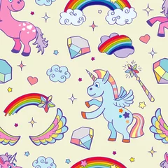 Printed kitchen splashbacks Unicorn Vector hand drawn unicorns seamless pattern