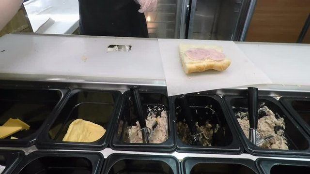 hands prepare a sandwich Full HD stock Footage