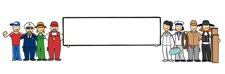 Jobcenter Werbung mit verschiedenen Berufen