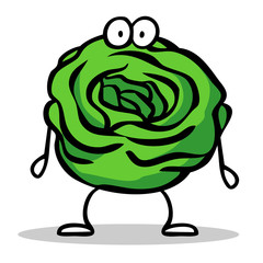 Grüner Cartoon Salat als Figur