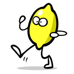 Gelbe Cartoon Zitrone als Figur