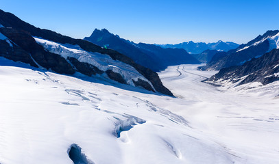 Aletsch glacier - ice landscape in Alps of Switzerland, Europe