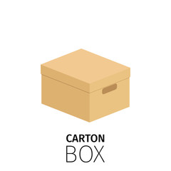 Carton rectangular closed box pack. Vector flat item isolated on white