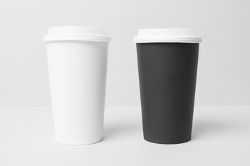 Black and white paper cup mockup