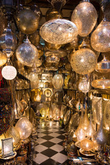 Lamps for sale in the souk of Marrakesh, Morocco