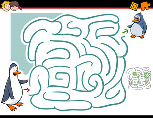 maze activity with penguins