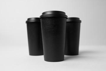 Black paper cups mockup