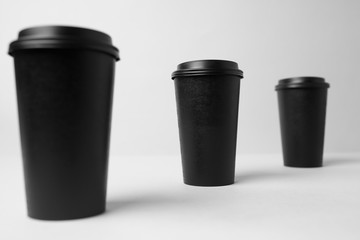 Black paper cups mockup