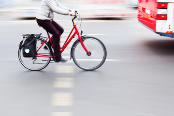 bicycle rider in motion blur