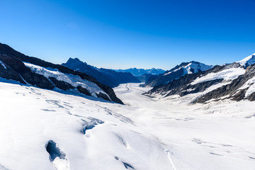 Fototapeta na wymiar Aletsch glacier - ice landscape in Alps of Switzerland, Europe
