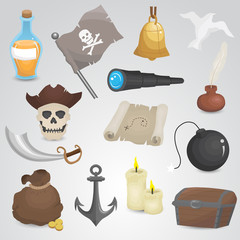 Pirate vector icon set.