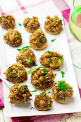 PANKO AND HERB STUFFED MUSHROOMS.