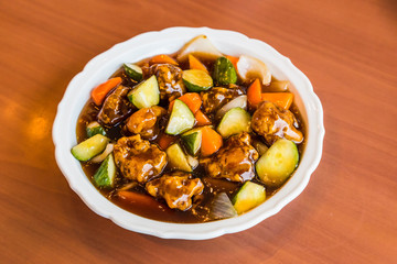 stir fried sweet and sour pork - Chinese food.