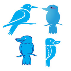 Set of  Vector Bird Kookaburra logo 
