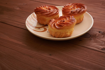 sweet cake on the plate