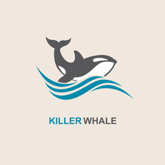 symbol of killer whale and sea wave