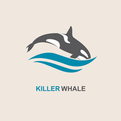 symbol of killer whale and sea wave
