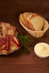 grilled meat with ketchup