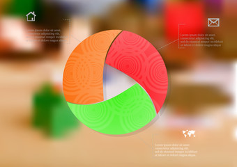 Illustration infographic template with color circle divided to three parts