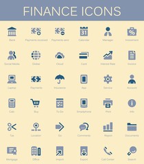 Banking services and finance tools icons. Modern vector pictogra