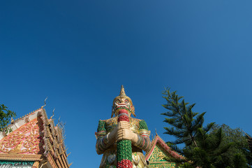 Demon Guardian in the temple of Vangvieng, Lao